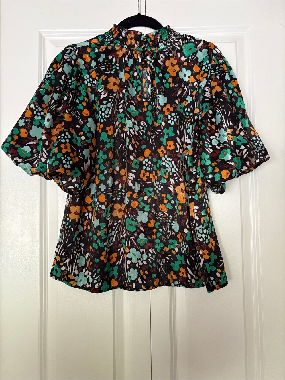 THML Floral Smocked Neck Puff Sleeve Top - Picture 2 of 4